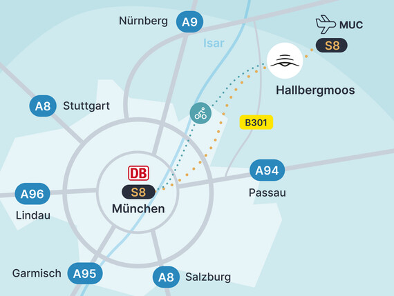 Directions to o2 SURFTOWN MUC in Hallbergmoos