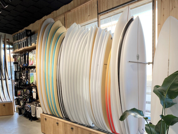 Surfboards in the surf shop