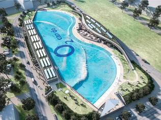 Visualisation of the wave pool of the o2 SURFTOWN MUC from above.